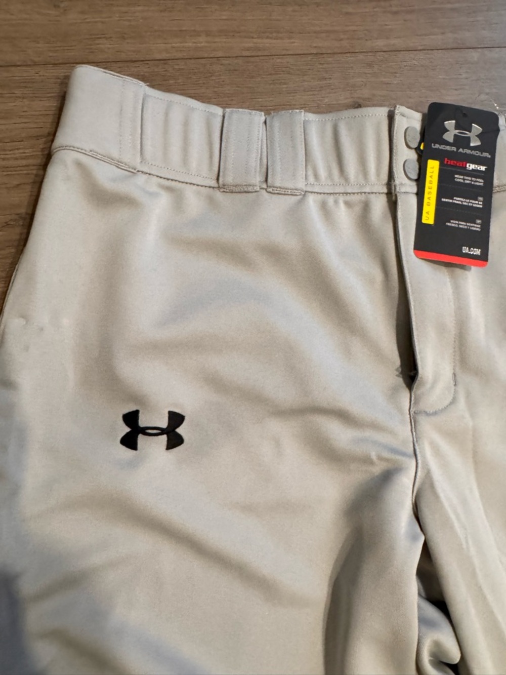 NWT - Under Armour Men's Light Grey Baseball Pants with Black Logo
